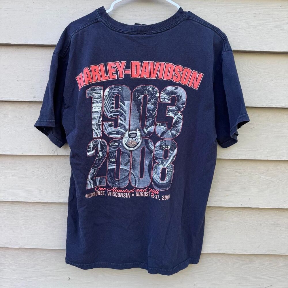 Harley-davidson Men's Navy and Black T-shirt